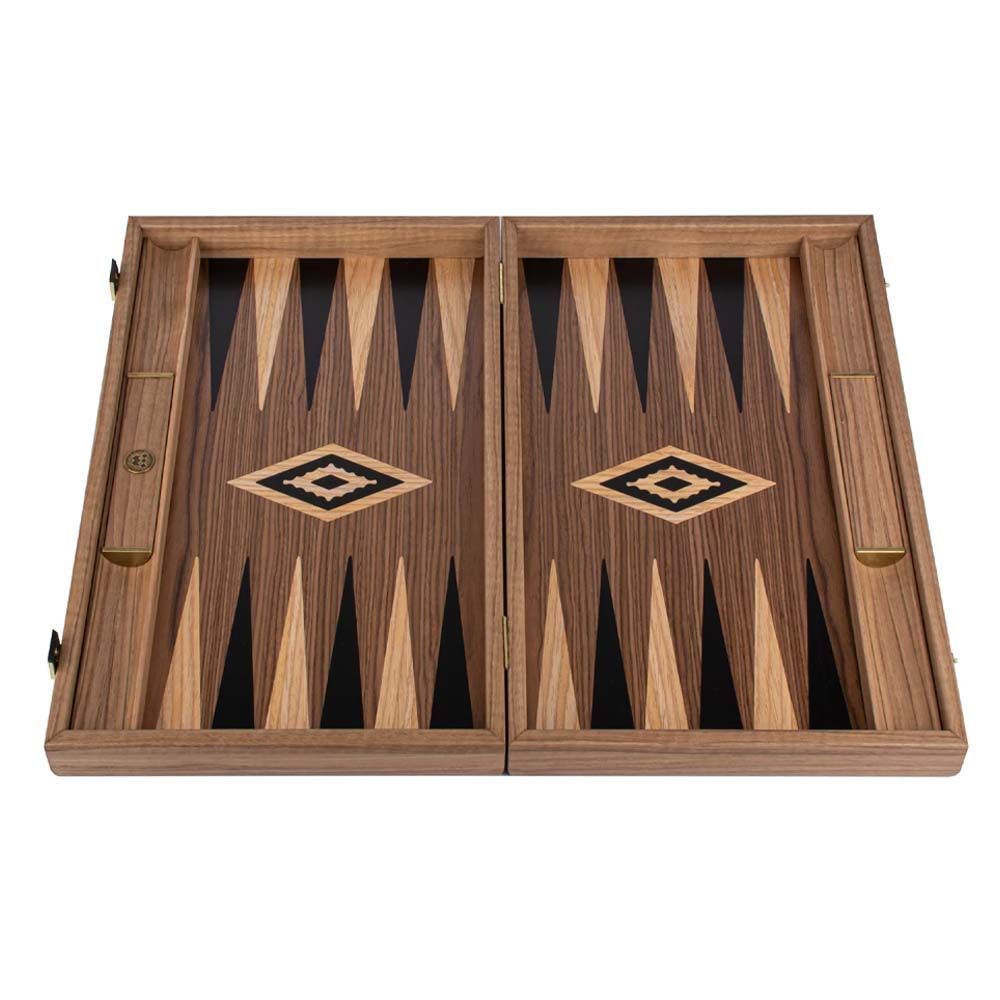 Manopoulos American Walnut Backgammon Set