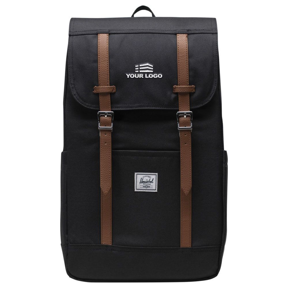 Personalised Herschel Retreat Recycled Backpack - Black