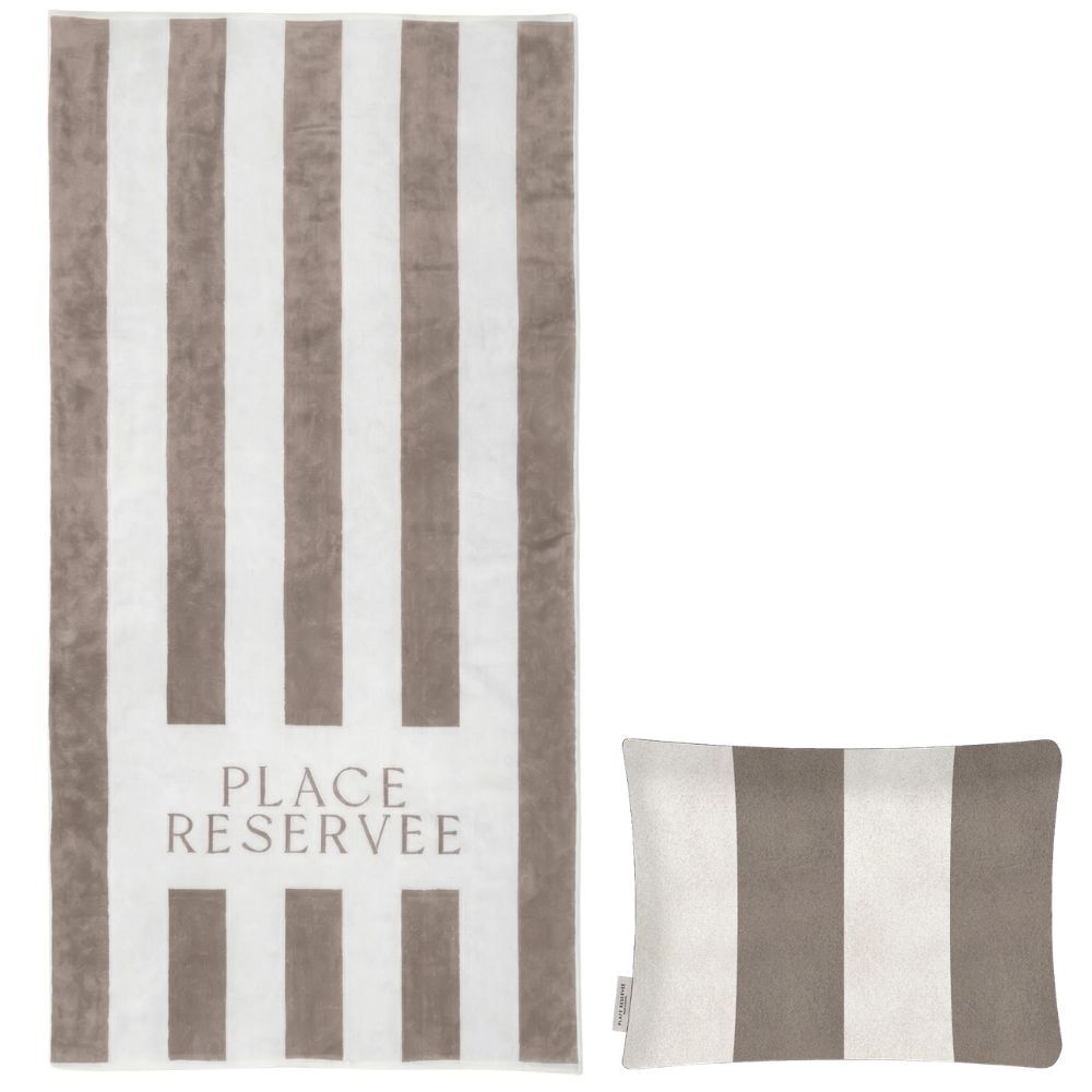 Place Reservee Classic Beach Towel & Pillow - Sand Beige