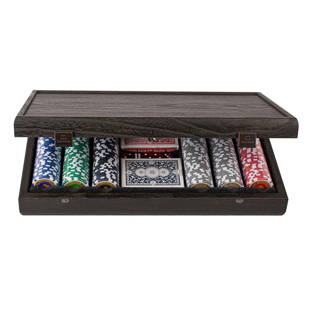 Manopoulos Poker Set Case - Black Wood