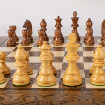 Manopoulos Chess Set with Wooden Stauton Chessmen - Walnut Burl