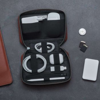 Woolnut Leather Tech Organizer - Cognac