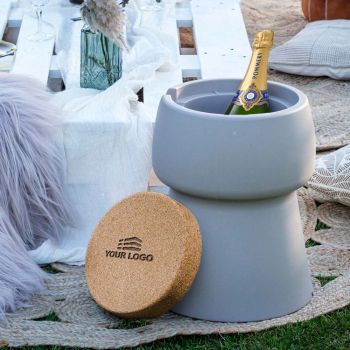Personalised Bubalou Champ Stool & Ice Bucket - Taupe