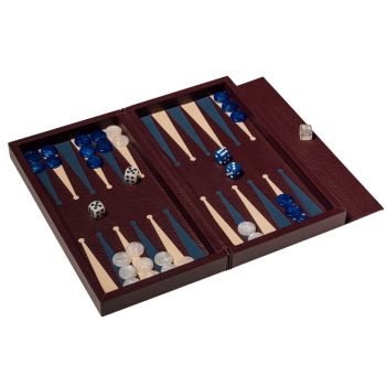 House of Nobilique Leather Booklet Backgammon - Burgundy