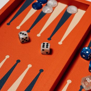 House of Nobilique Leather Booklet Backgammon - Orange