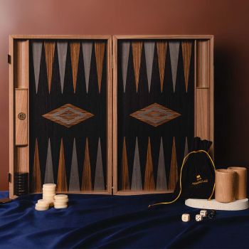 Manopoulos American Walnut Backgammon Set