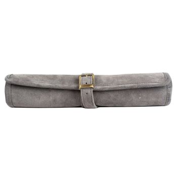 Manopoulos Roll Up Suede Backgammon Set - Grey
