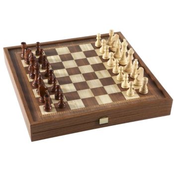 Manopoulos Walnut Replica Chess & Backgammon Set - Walnut Brown