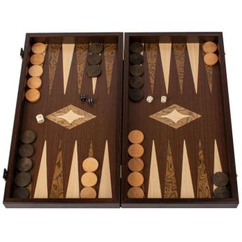 Manopoulos Wenge 3-in-1 Chess, Backgammon & Checkers Set  - Dark Brown