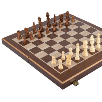 Manopoulos Wenge 3-in-1 Chess, Backgammon & Checkers Set  - Dark Brown