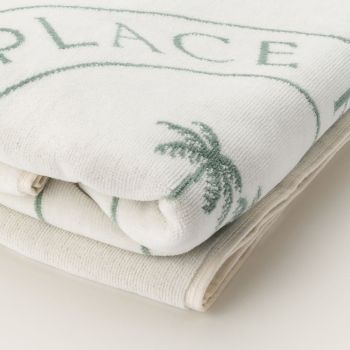 Place Reservee The Club Collection Beach Towel - Ecru/Eucalyptus Green