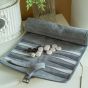 Manopoulos Roll Up Suede Backgammon Set - Grey