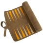 Manopoulos Roll Up Suede Backgammon Set - Khaki Brown