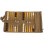 Manopoulos Roll Up Suede Backgammon Set - Khaki Brown