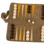 Manopoulos Roll Up Suede Backgammon Set - Khaki Brown