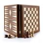 Manopoulos Walnut Replica Chess & Backgammon Set - Walnut Brown