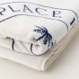 Place Reservee The Club Collection Beach Towel - Ecru/Marine Blue