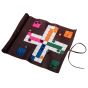 House of Nobilique Leather Roll-Up Ludo Set  - Burgundy