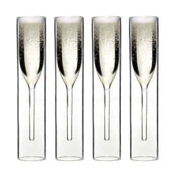 Doppelwandige Champagnerflöten - 4er-Set