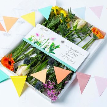 Feestelijk Bloemenboeket Brievenbus Geschenk - Inclusief Rechtstreekse Verzending