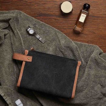 Gepersonaliseerde Bosler GRS Gerecyclede Canvas Toilettas - Zwart