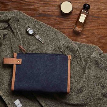 Gepersonaliseerde Bosler GRS Gerecyclede Canvas Toilettas - Blauw