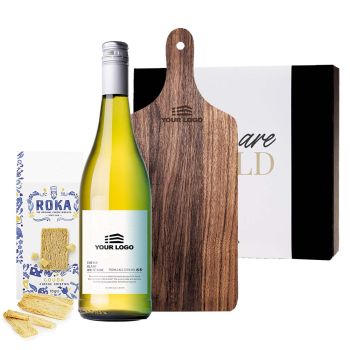 Kaas & Gepersonaliseerde Witte Wijn Geschenk