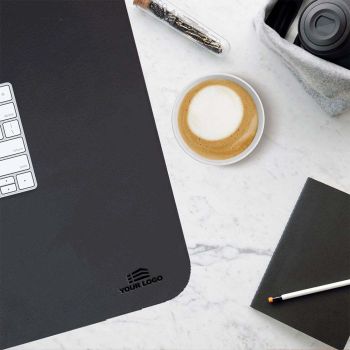 Gepersonaliseerde Lederen Bureau Onderlegger - Zwart
