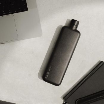 Gepersonaliseerde Memobottle Stainless Steel Slim - Zwart