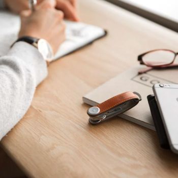 Gepersonaliseerde Orbitkey Leren Sleutelhouder - Cognac