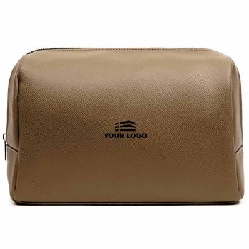 Personalised Bermond RCS Recycled PU Toiletry Bag - Brown