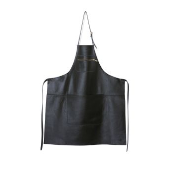 Dutchdeluxes leather apron with zipper - Black