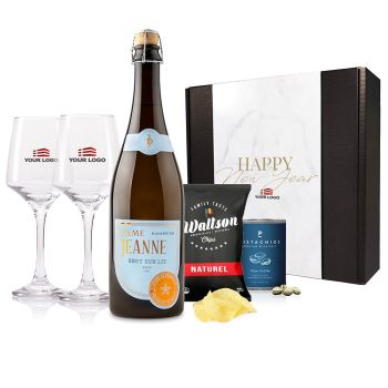 Dame Jeanne Champagner Bier Apéro-Box mit personalisierten Gläsern