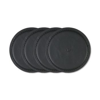 Dutchdeluxes set of 4 leather coasters - black