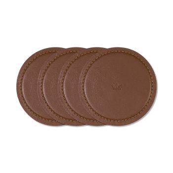 Dutchdeluxes set of 4 leather coasters - brown
