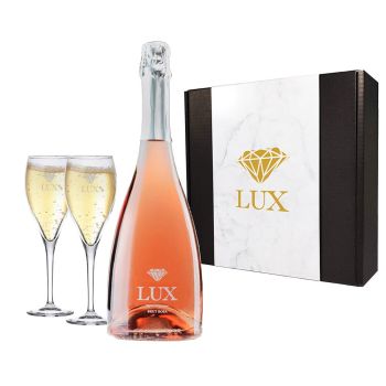 Coffret Cadeau Lux Rosa Vin Mousseux Avec Verres À Champagne